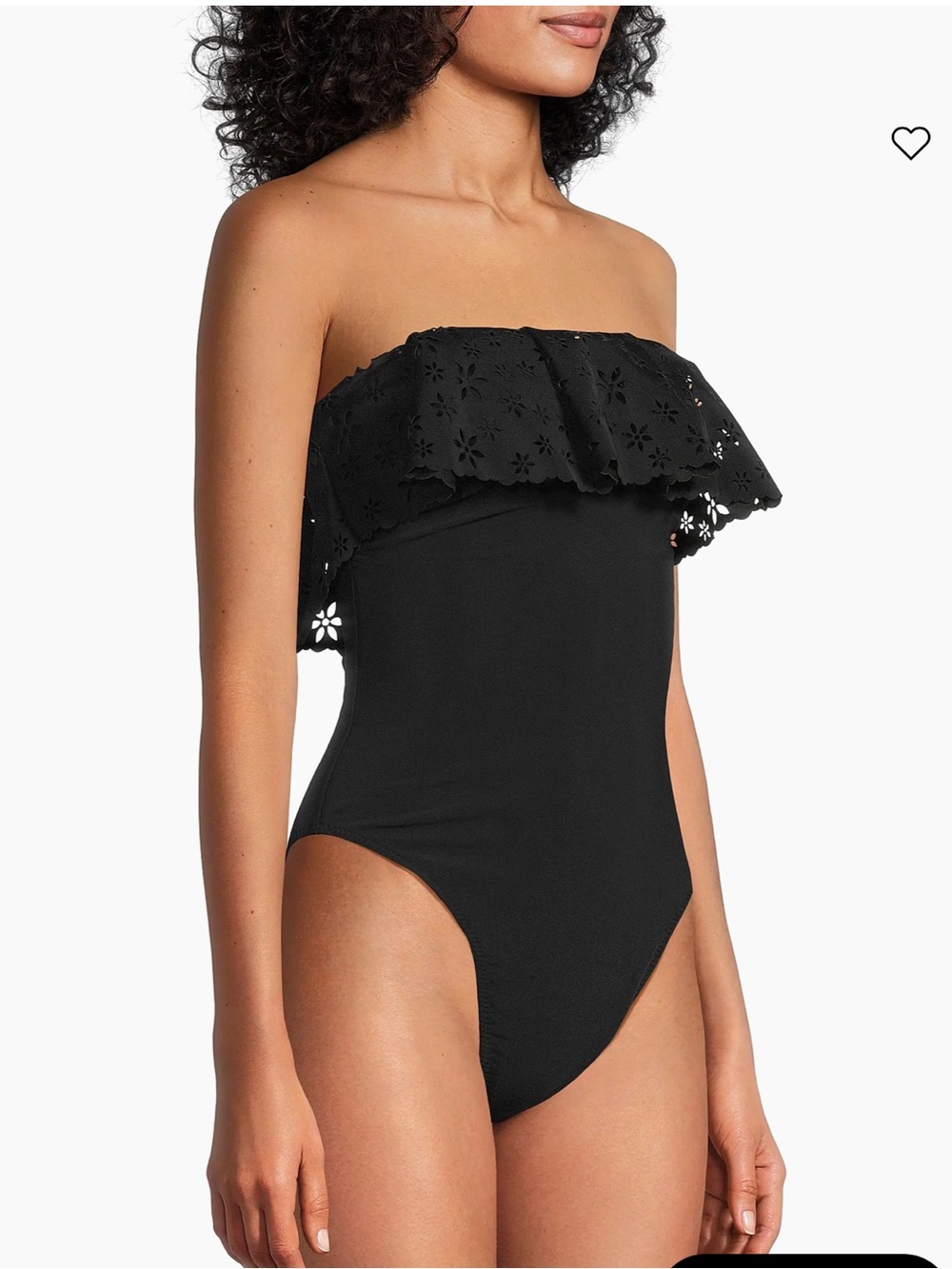 Ramy Brook Ezi eyelet floral ruffled One-Piece Swimsuit Black Small New $238